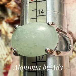 Bohemian Ring with Soft aventurine Green Stone